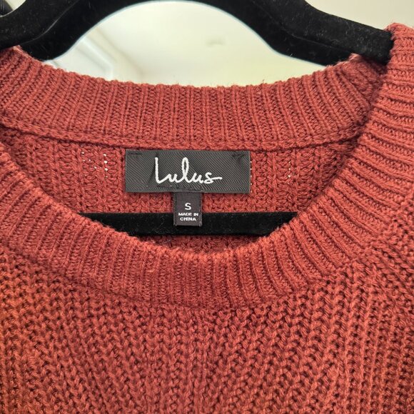 Just Your Type Rust Knit Balloon Sleeve Sweater Lulus - Picture 4 of 5